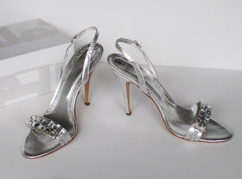 silver versace heels